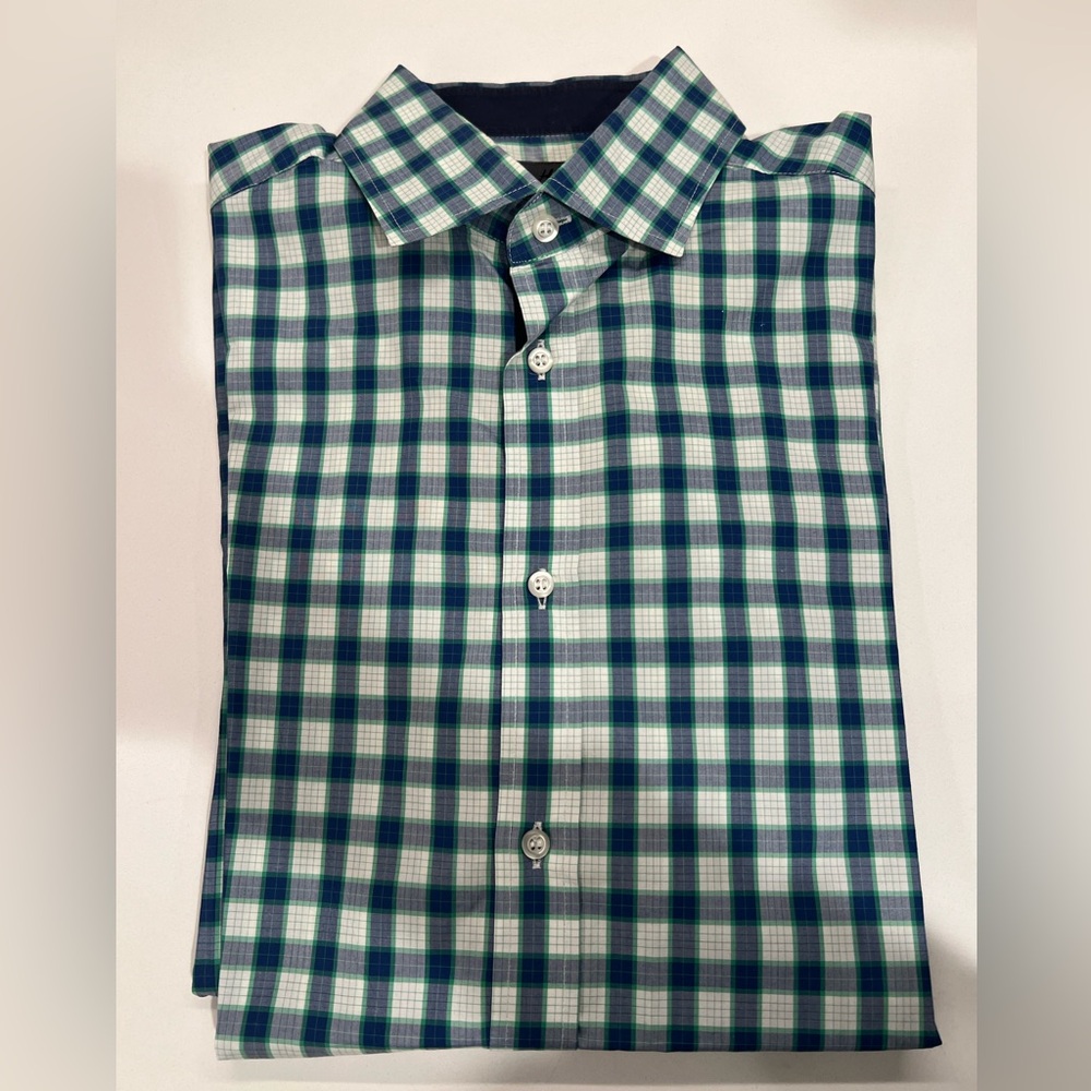 H&M Men's Plaid and Checkered button down Shirts - Green and blue size M - Picture 2 of 7